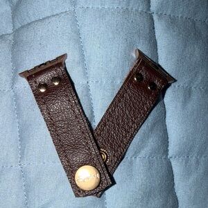 Brown Leather Apple Watch Band with Gold Hardware